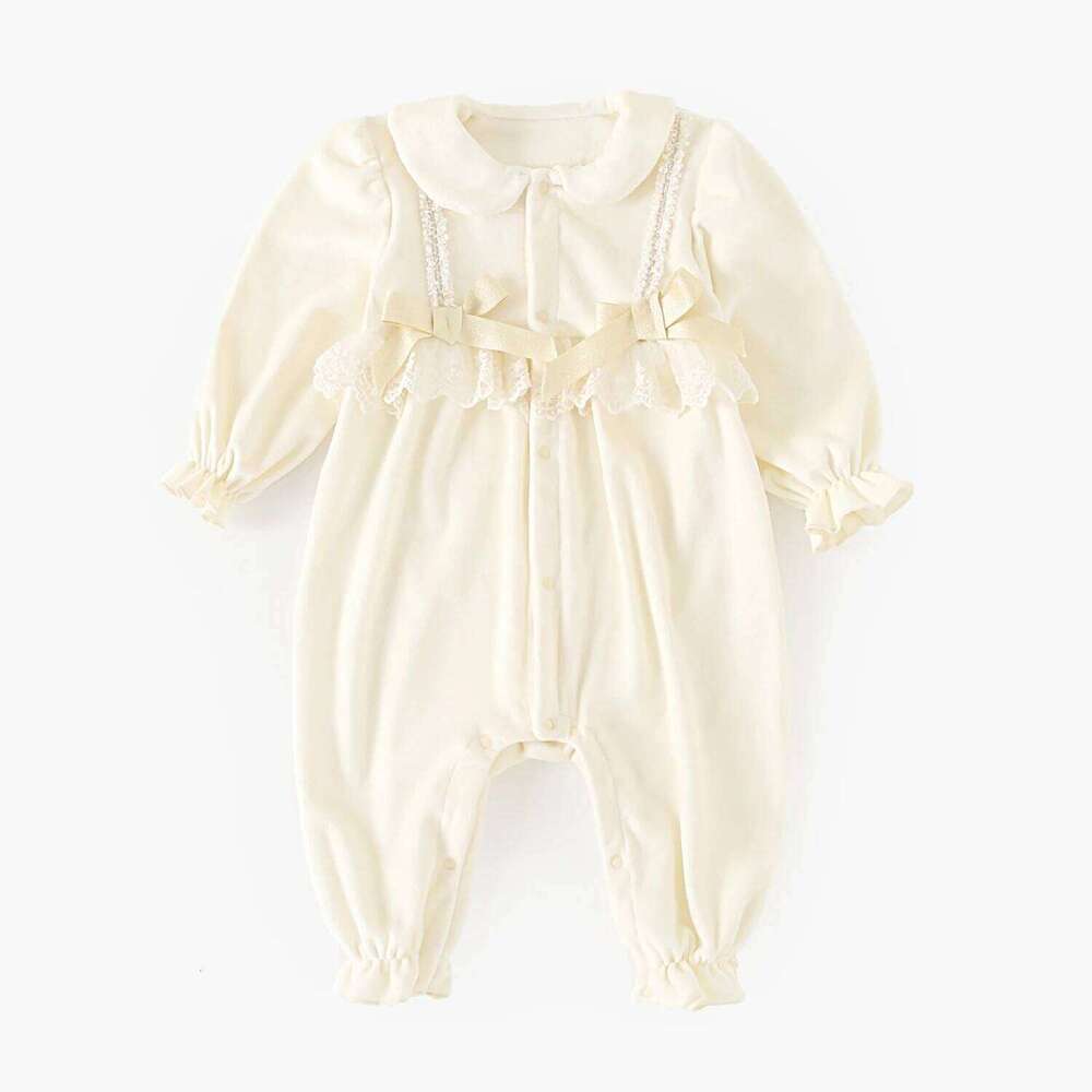Long Sleeve Winter Baby Girls Jumpsuits Cute Lace Thickened Warm Infants Clothing 26H0224