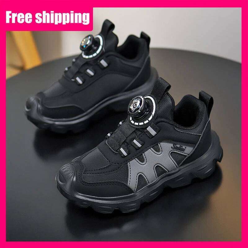 Children Sneakers High-quality Leather Wear-resistant Breathe Thick Soled Street Walking 2026 New Fashion Jogging Shoes 26W0224