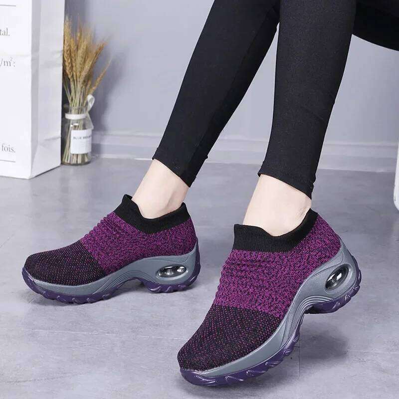 Breathable Women's Sneakers Comfortable Thick Soled Tennis Sliding Sleeve Walking Anti Slip Running Shoes