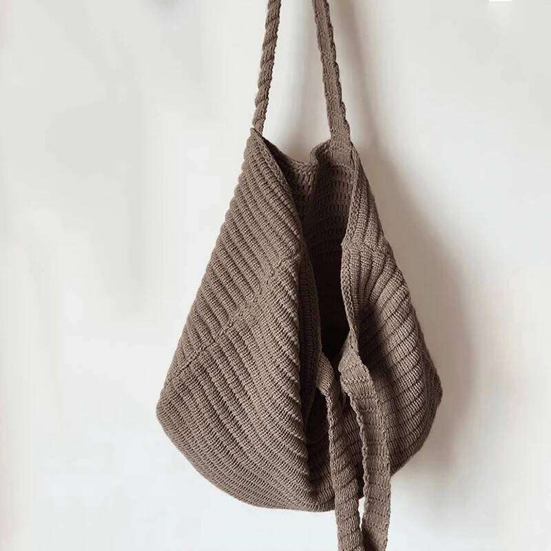 High-capacity Shoulder Handbags Women Vintage Casual Shopping Underarm Bag Knitted Aesthetic Shopper Tote Bags Z260224
