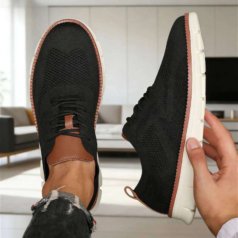 Sports Shoes for Men Breathable Knit Retro Style Lightweight Soft Sole Comfortable Mesh Loafers Business Casual Sneakers