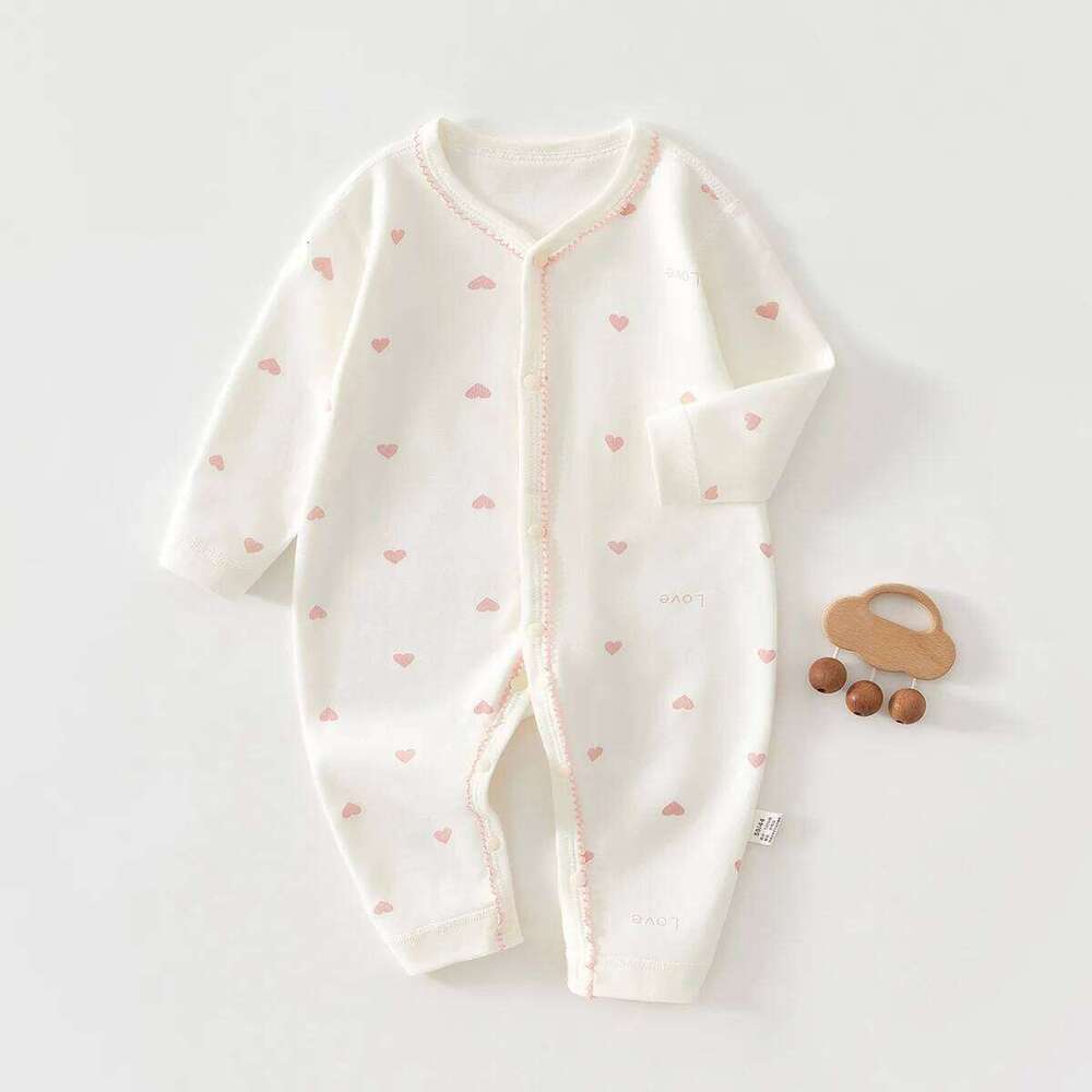 AYNIGIELL Jumpsuit Spring and Autumn Pure Cotton Boneless Hoodie 0-18 Months Newborn Suit Baby Girl Onesie 26H0224