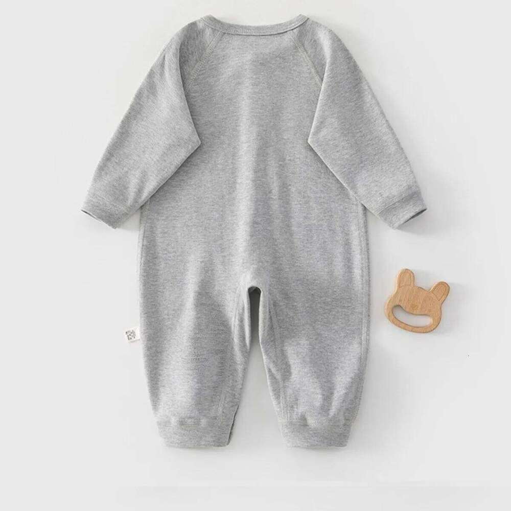 AYNIGIELL 2026 New Solid Color High-quality Pure Cotton Breathable Jumpsuit 0-18 Months Male Baby Girl Clothing 26H0224