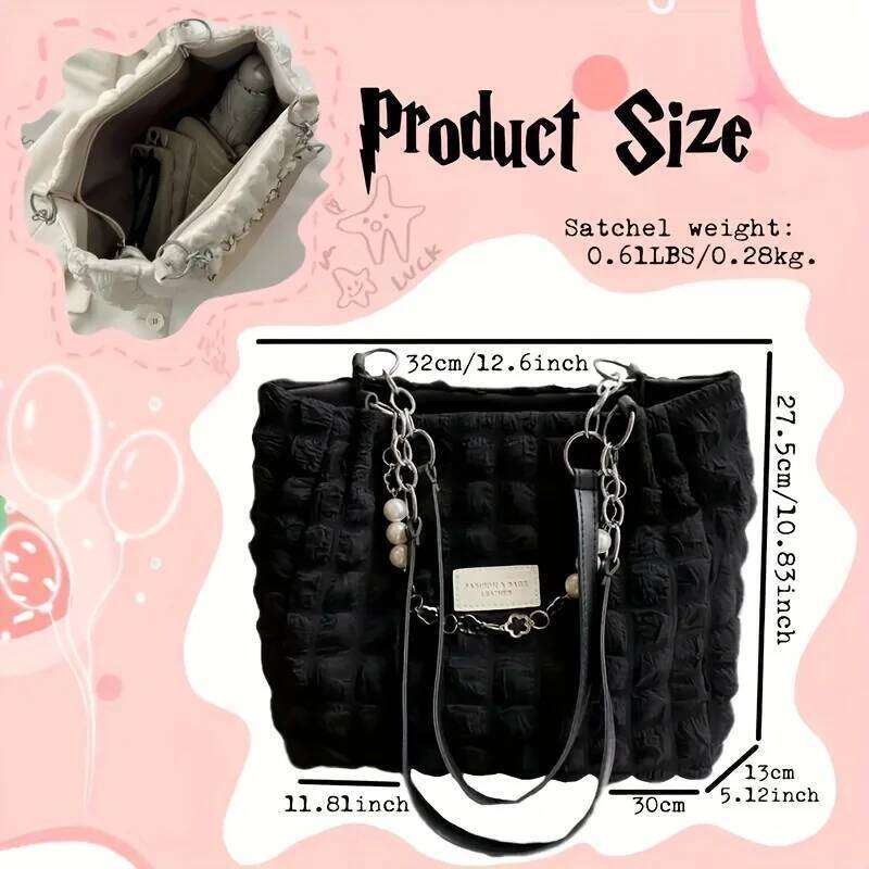 Chic Cloud Tote Large Capacity Nylon Women's Shoulder Bag with Zipper Closure Polyester Lining, Perfect for Commuting Outing Z260224