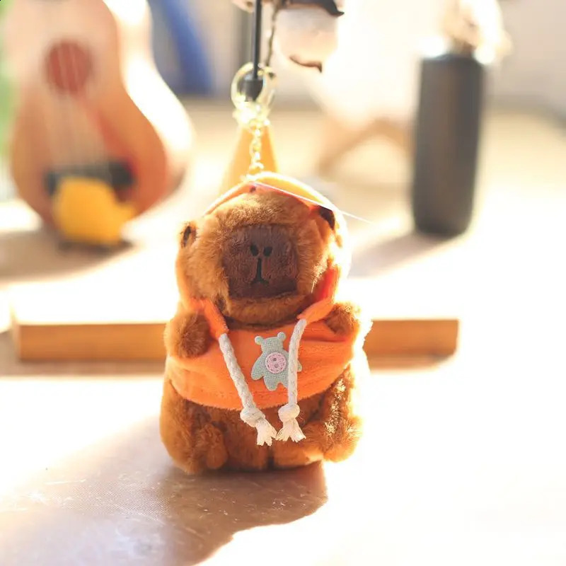 Cute Cartoon Capybara Pendant Keychain Plush Toy Doll Bag Hanging Ornaments Lovely Kapila Doll with Clothes Animal Keyring 260120
