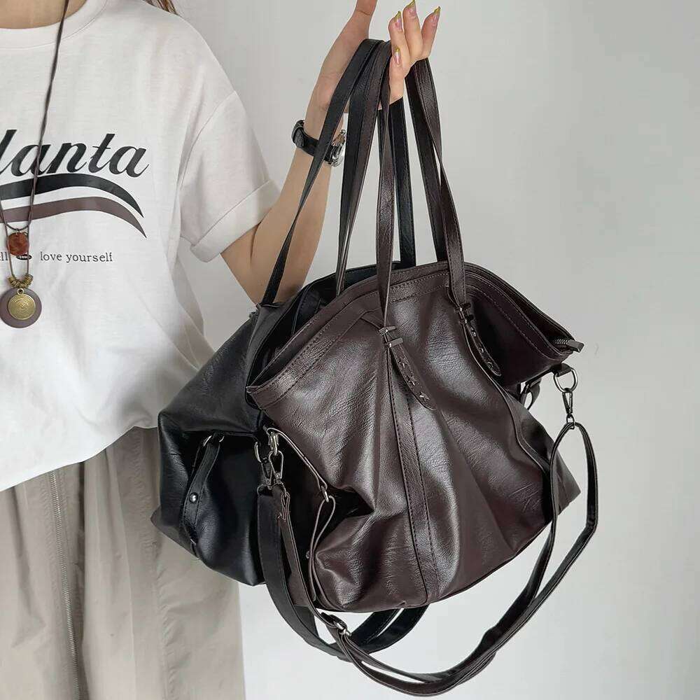 2025 New Vintage Casual Shoulder For Women Luxury Soft Leather Tote Bags Large Capacity Travel Commuting Handbags Z260224