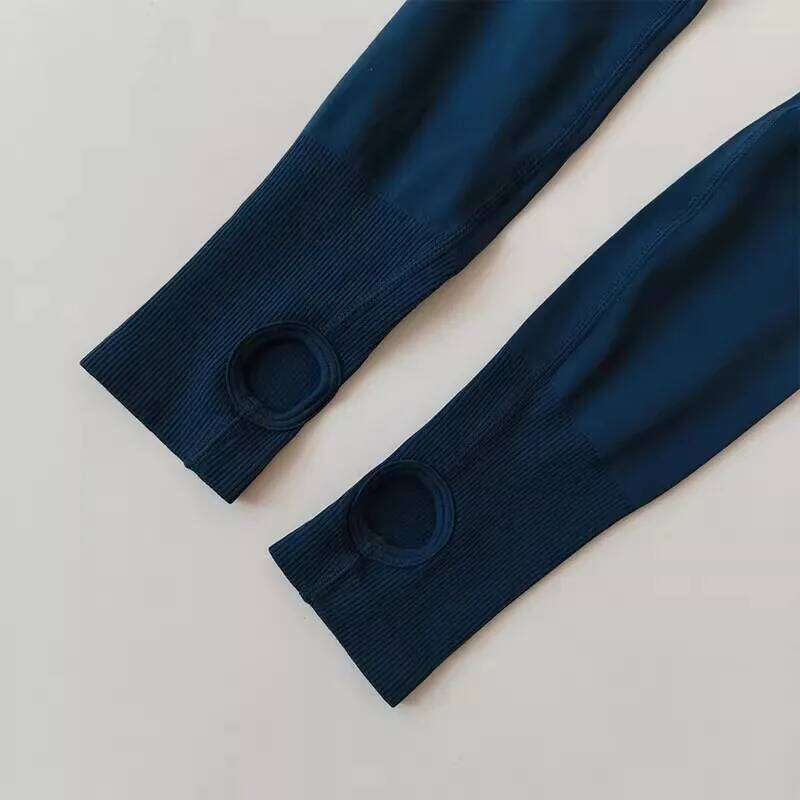 Women's Slim Fit Long Sleeve Top round Neck Elastic Sports Fitness Breathable T-shirt for Autumn Winter Yoga Clothes 26Y0224