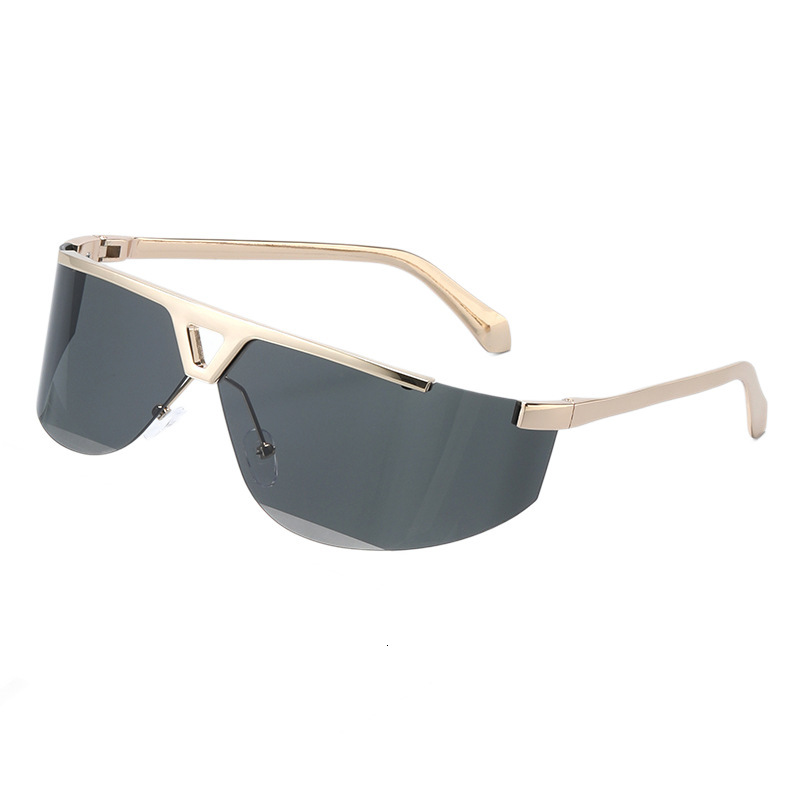 irregular Sunglasses New Frameless Uv400 Sunglasses Glasses Fashion Retro Gray Metal Frame Anti-Ultraviolet