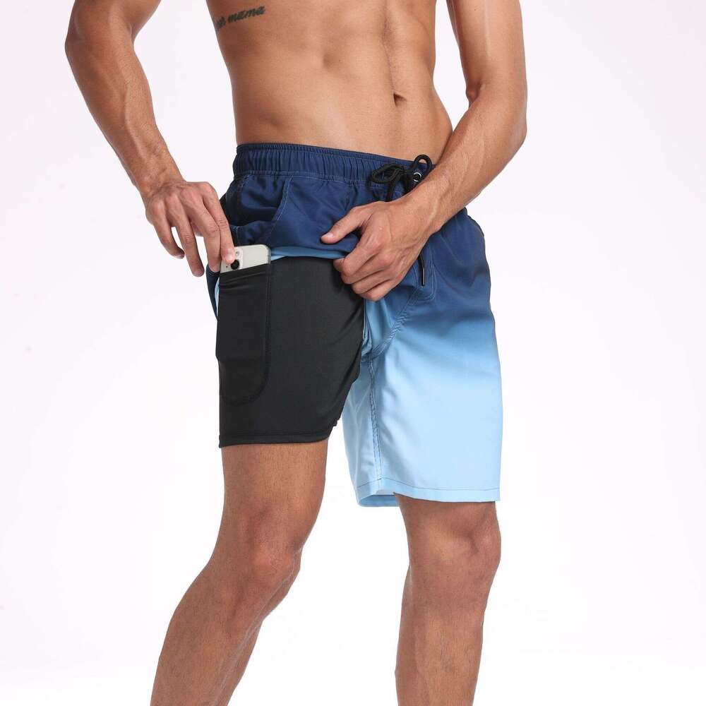 Cross-Border Foreign Trade Summer New Fashion Vacation Beach Shorts Men's Large Size Four-Corner Milk Silk Lining