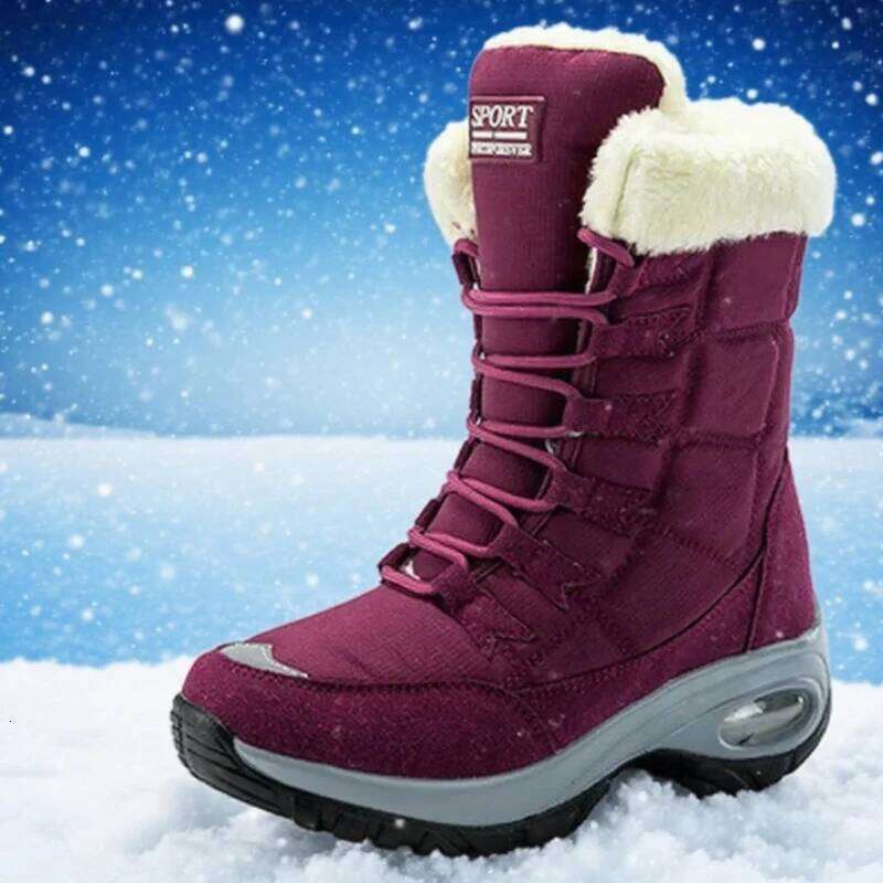 Winter Keep Warm High Quality Mid-Calf Snow Fashion Lace-up Comfortable Outdoor Waterproof Women Hiking Boots