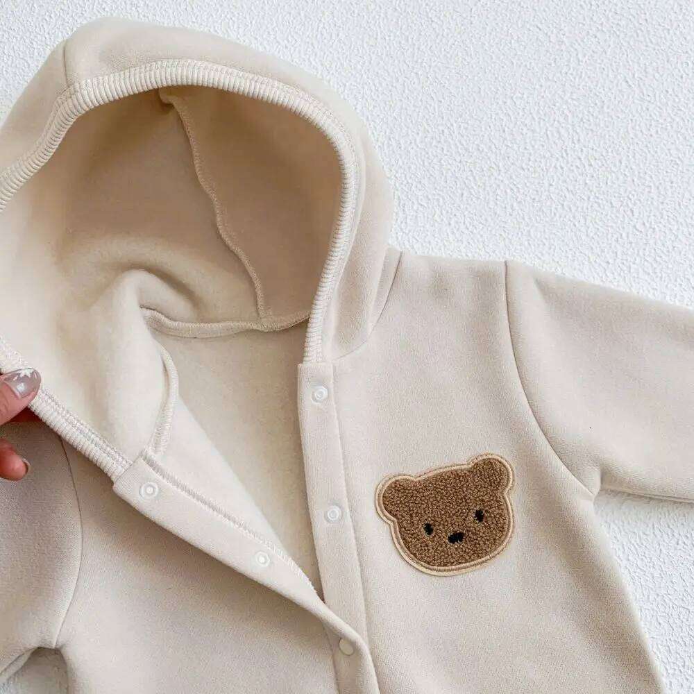 Winter Warm Newborn Baby Clothes Boys Cotton Babies Romper Bear Long Sleeve Hooded Girl Bodysuit for 0 TO 24M Clothing 26H0224