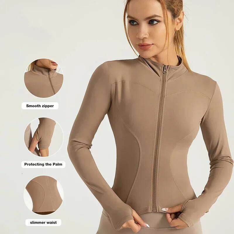 S-3XL New Style Workout Women Seamless Sports Outerwear Yoga Running Coat Stretchy Zip Up Gym Wear Slim Fit Breathable 26Y0224