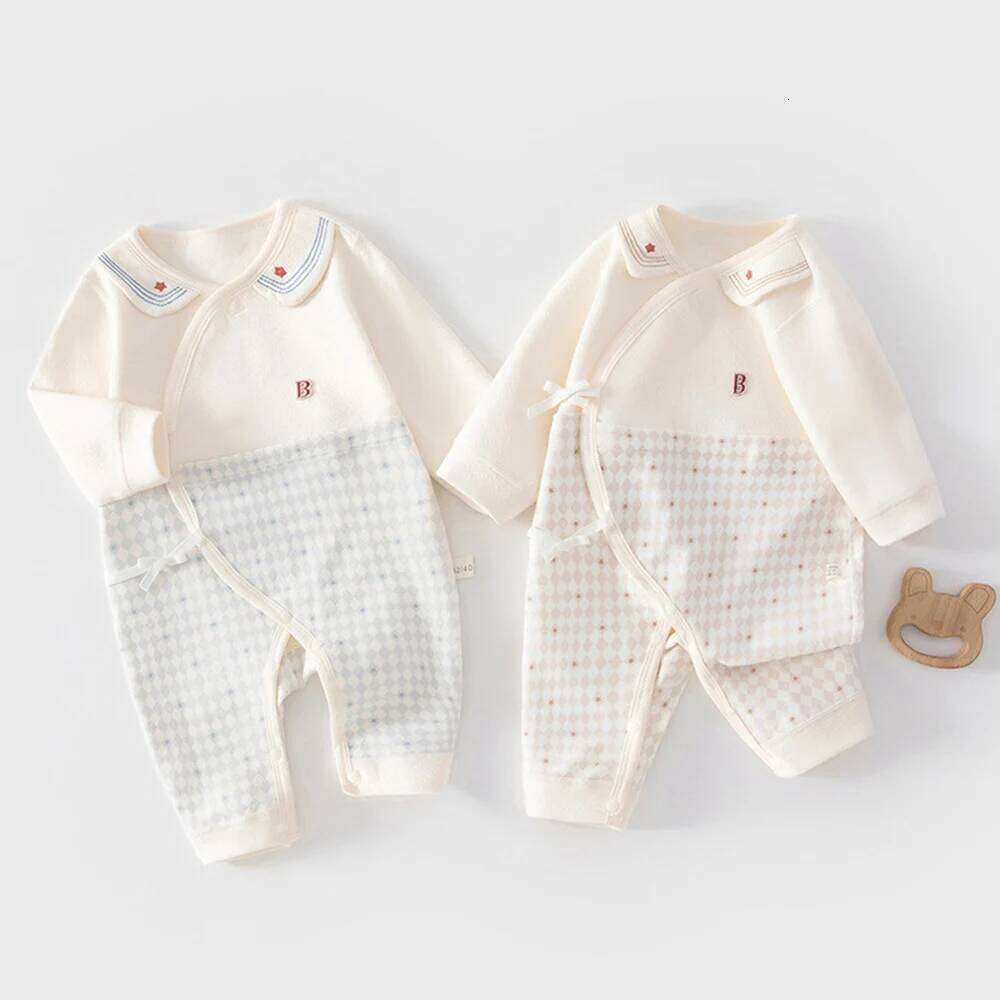 Clothes Newborns Cotton Patchwork Spring Autumn Unisex Long Sleeve Baby Rompers For Boys Girls 0 To 6 Months 26H0224