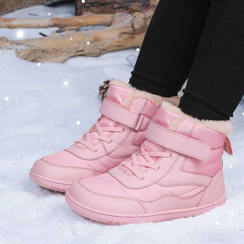 Child Barefoot Boots Kids Wide Toe Boys Girls Winter High-top Warmth Waterproof Sneakers Non-Slip Outdoor Walking Snow Shoe 26W0224