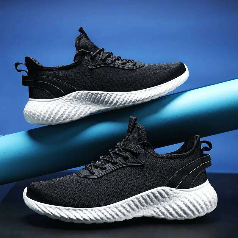 MAEDEF White Breathable Mesh Lightweight Casual Walking Man Shoes Big Size 39-48 Comfortable Black Sneakers for Men