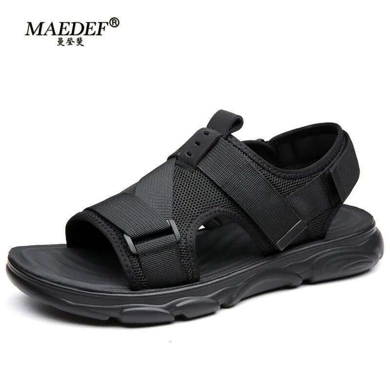 MAEDEF Men Summer Casual Beach Outdoor Flat Shoes Non Slip Comfortable Lightweight Breathable Durable Fashion Sandals