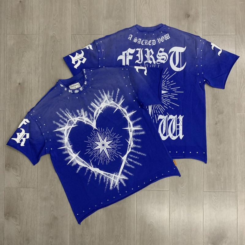 Men's T Shirts Streetwear Vintage Washed Diamond Cropped Tee For Men Crew Neck Short Sleeve Loose Cotton Rhineston Tshirts Oversized