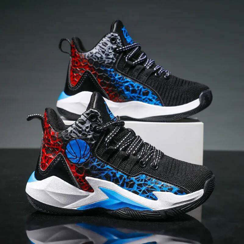 High Top Basketball for Kids Sneakers Boys Thick Sole Non-slip Children Sports Child Boy Basket Trainer Shoes 26W0224