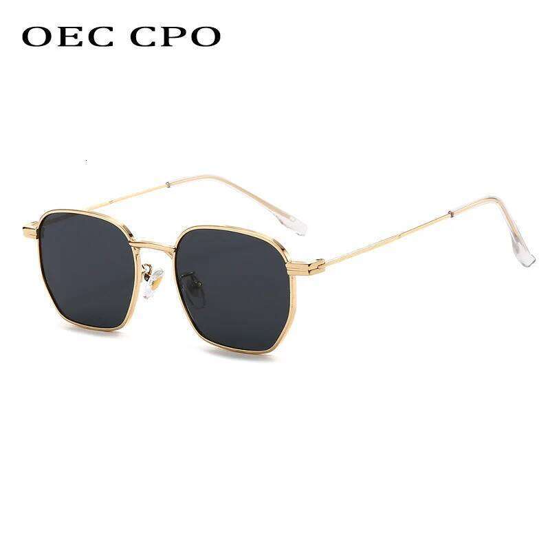 OEC CPO Retro Punk Square Sunglasses Women Fashion Orange Lens Metal Shades UV400 Men Sun Glasses Female Eyewear 26W0224