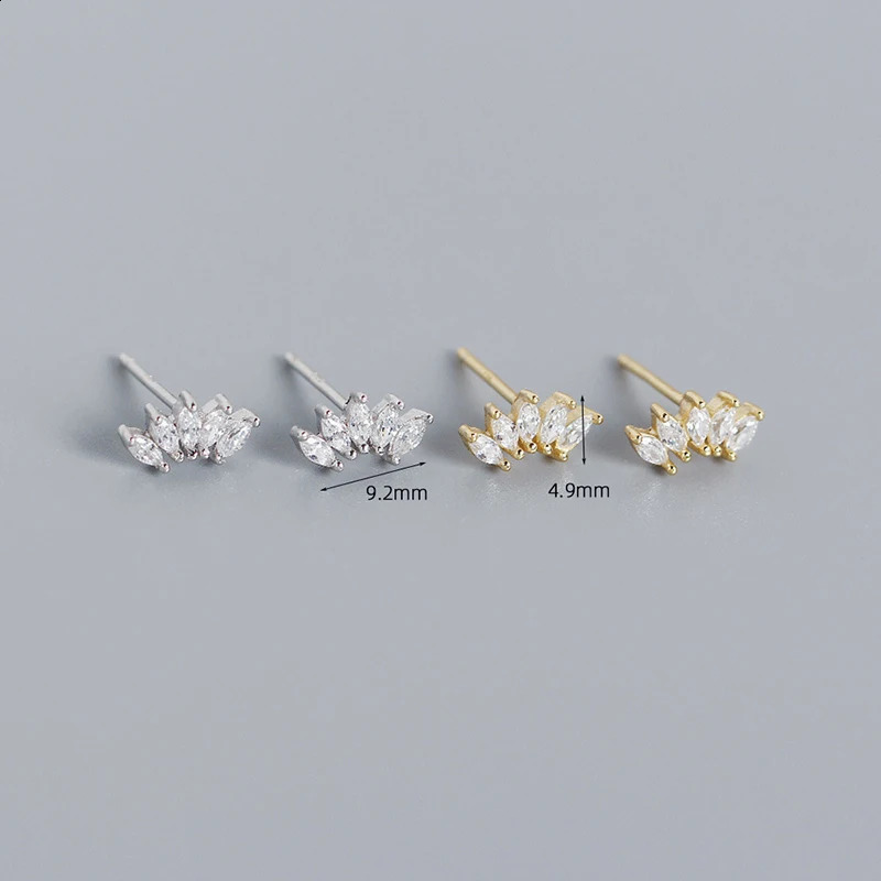 WANTME Luxury Genuine 925 Sterling Silver White Zircon Horse Eye Stud Earrings for Women Chic Office Youth Jewelry Accessories 260205