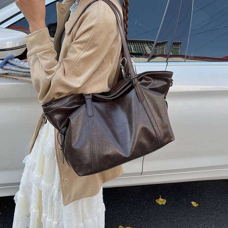 Quality Retro Big Tote Bags For Women 2025 Winter New Large Capacity Shopper Shoulder Crossbody Bag Practical Handbags Z260224