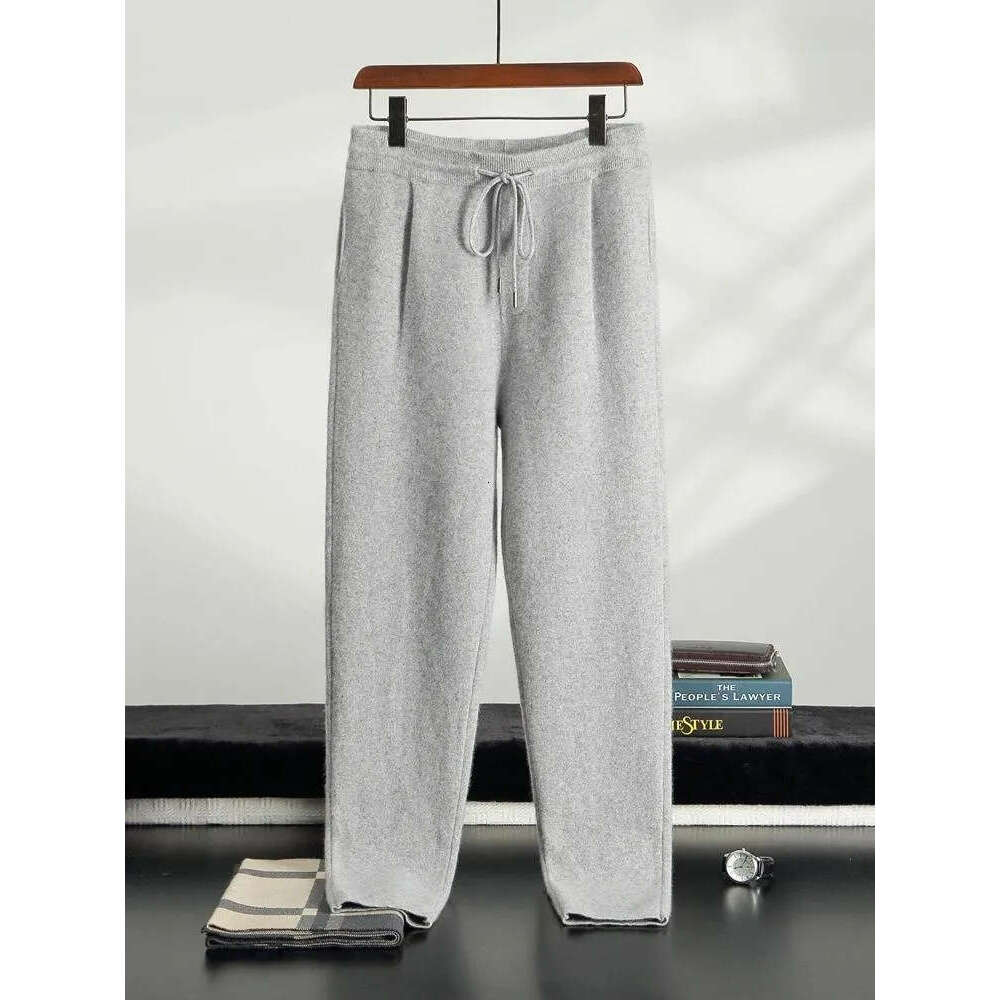 Men's Tracksuits Men Mock Neck Zippers Cardigan Cashmere Sweater Pants Sets Elastic Waist Pencil Trousers Knitted Thicken Clothing Free Shipping
