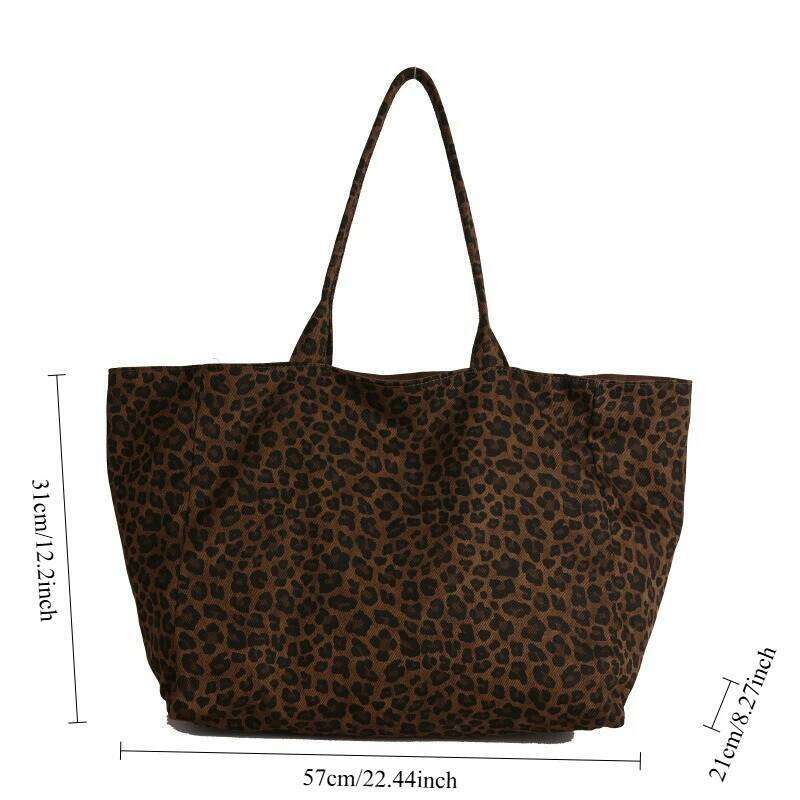 Fashionable Leopard Print Tote Women Leisure and Commuting Shoulder Large Simple Texture Storage Bag Casual Daily Use Z260224