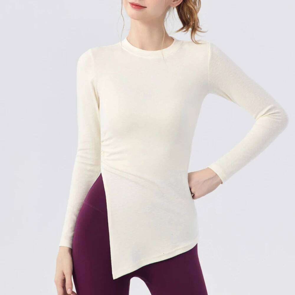 Women's Yoga Cover Up Long Sleeve, Side Slit Loose Fit Tunic, Fall Pilates Loungewear Top 26Y0224