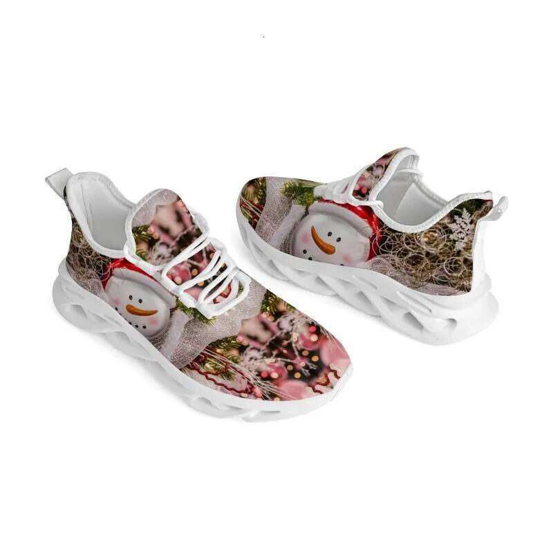 Men's Christmas Cute Women's Lace Up Flats Men Shoes Mesh Breathable Tennis Sports Shoe Athletic Male Sneakers