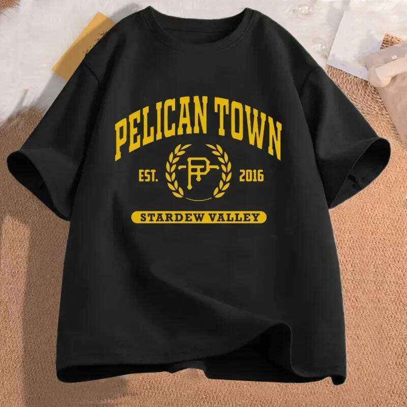 Pelican Town T-Shirt Stardew Valley Print Women Clothing Female Harajuku Sleeve Street Aesthetic Clothes C260224