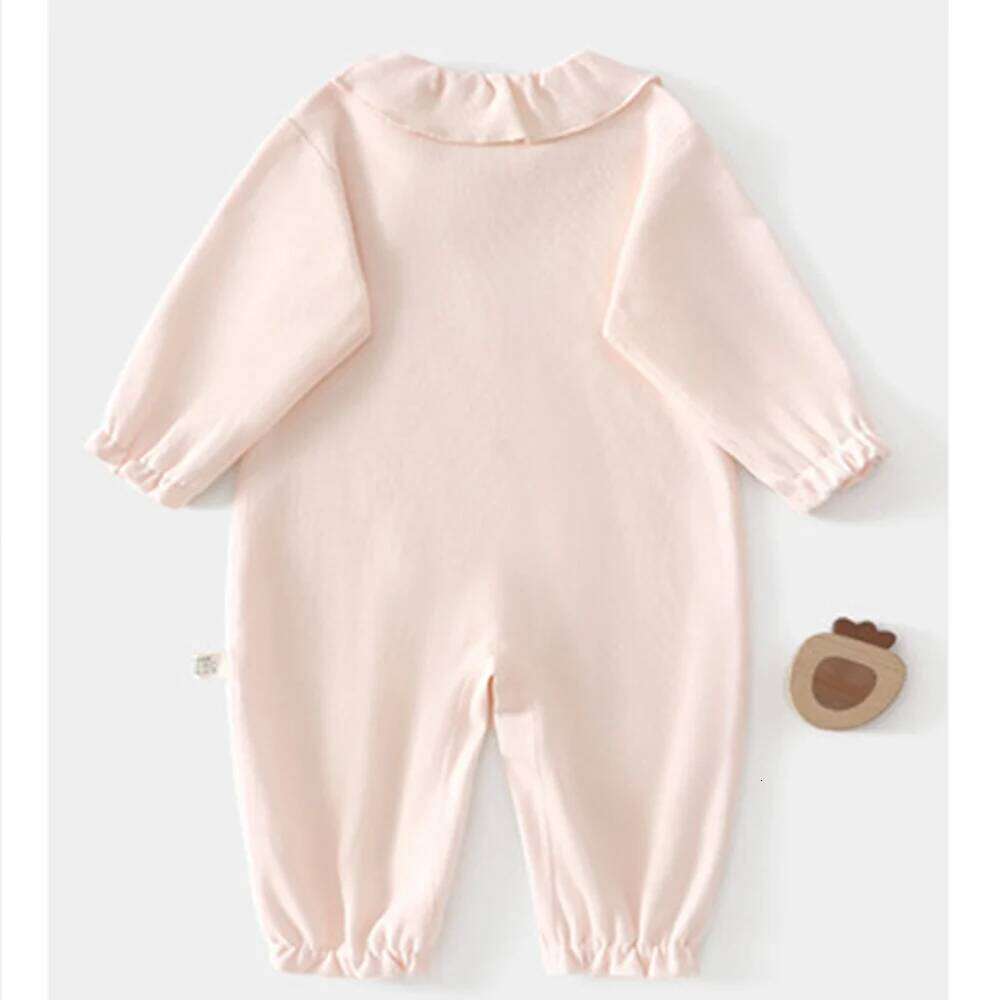 Girl Cotton Clothes Infant Romper Long Sleeve Solid Color Flower Spring Autumn Princess 1st Birthday Baby Jumpsuits 26H0224