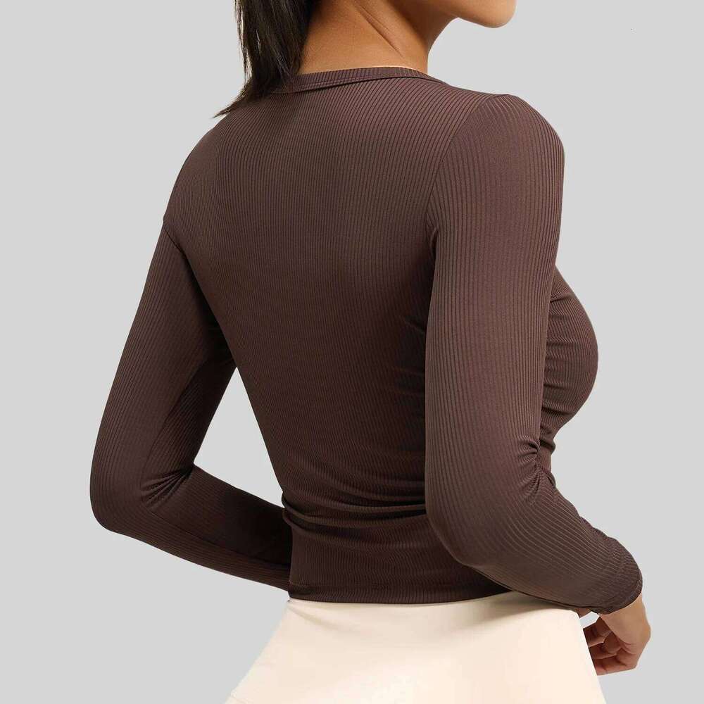 Women Pleated Gym Sports Shirts Breathable Slim Long Sleeve Yoga Wear Pilates Shirt High Elastic Workout Fitness Top 26Y0224