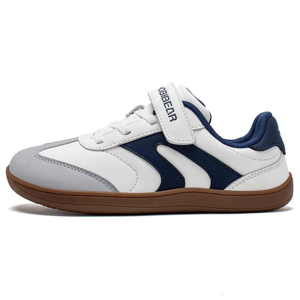 HOBIBEAR Big Kids Barefoot Wide Toe Hook Loop Sneaker Artificial Leather Non-Slip Zero Drop Lightweight Comfort Shoe 26W0224