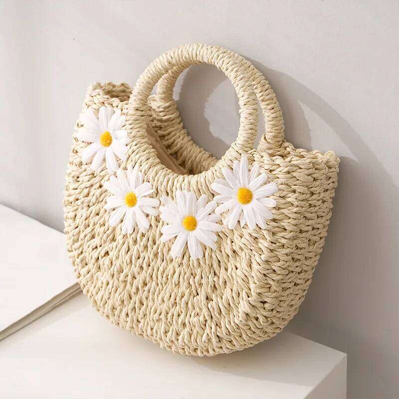 Fashion Hand-Woven Beach Women Handmade Moon Basket Shoulder Bag Bolsa Summer Bohemian Travel Crossbody Bags Handbags Z260224