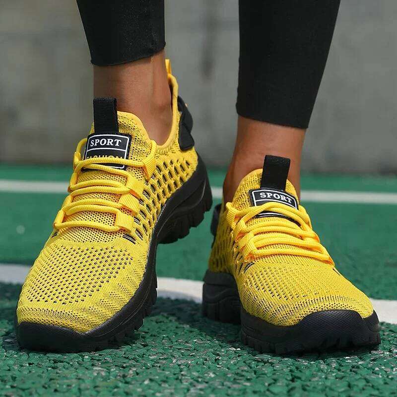 Fashion Men's Sneakers Trendy Breathable 2025 Comfortable Soft Running Shoe New High - Quality Knit Upper Lace Up Tenis Feminino