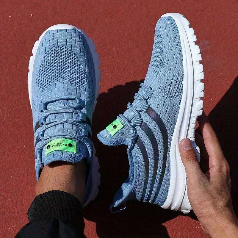 Running for Men Fashion Lightweight Knitted Mesh Breathable Non Slip Flat Shoes Outdoor Basketball Tennis Walking Sneakers