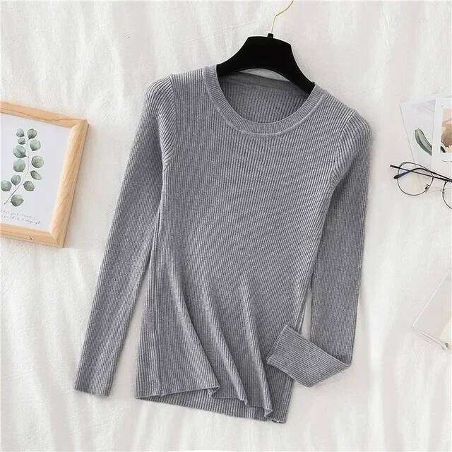 AOSSVIAO 2025 Women Sweater Autumn Long Sleeve Pullover Basic Tops Fashion O Neck Elastic Female Winter Solid Knitted Jumper 26L0224