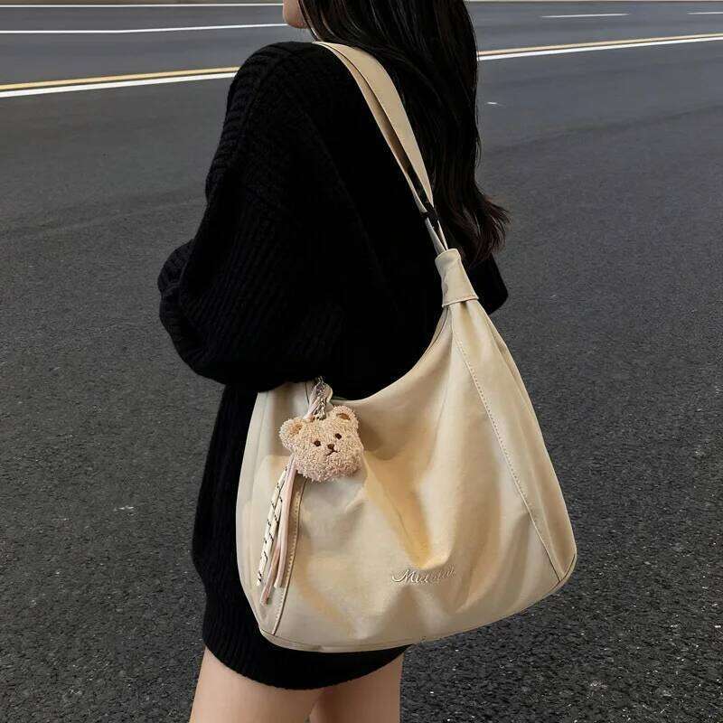 Korean Style Texture Simple Crossbody Women Fashion Embroidered Letter Shoulder Casual Folded Versatile Commuting Bag Z260224