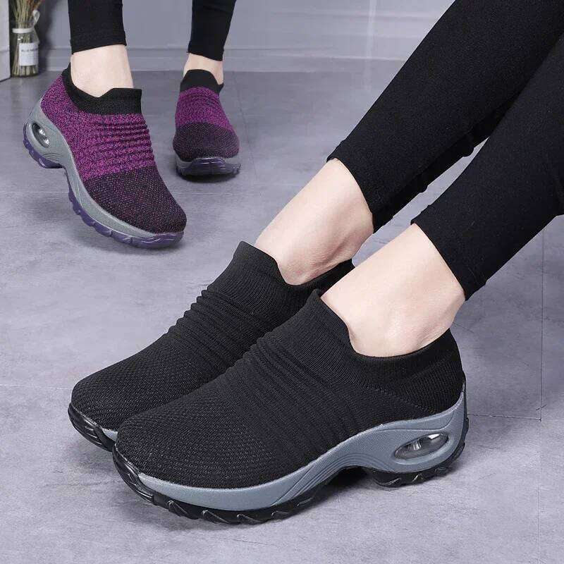 Breathable Women's Sneakers Comfortable Thick Soled Tennis Sliding Sleeve Walking Anti Slip Running Shoes