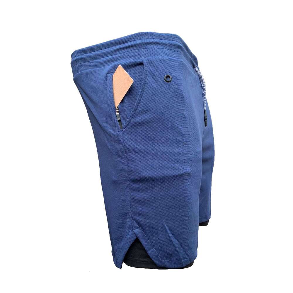 Summer new cross-border fake two-piece casual sports fitness personalized trendy quick-dry shorts with anti-exposure double-layer design