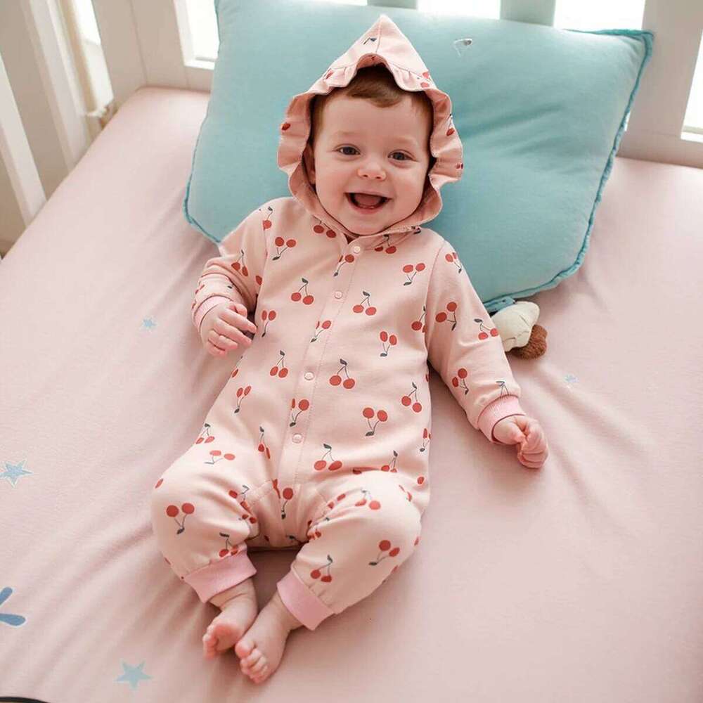 Sanlutoz Thicked Long Sleeve Winter Warm Infants Jumpsuits Hooded Baby Girls Rompers Clothing Fashion Cute 26H0224