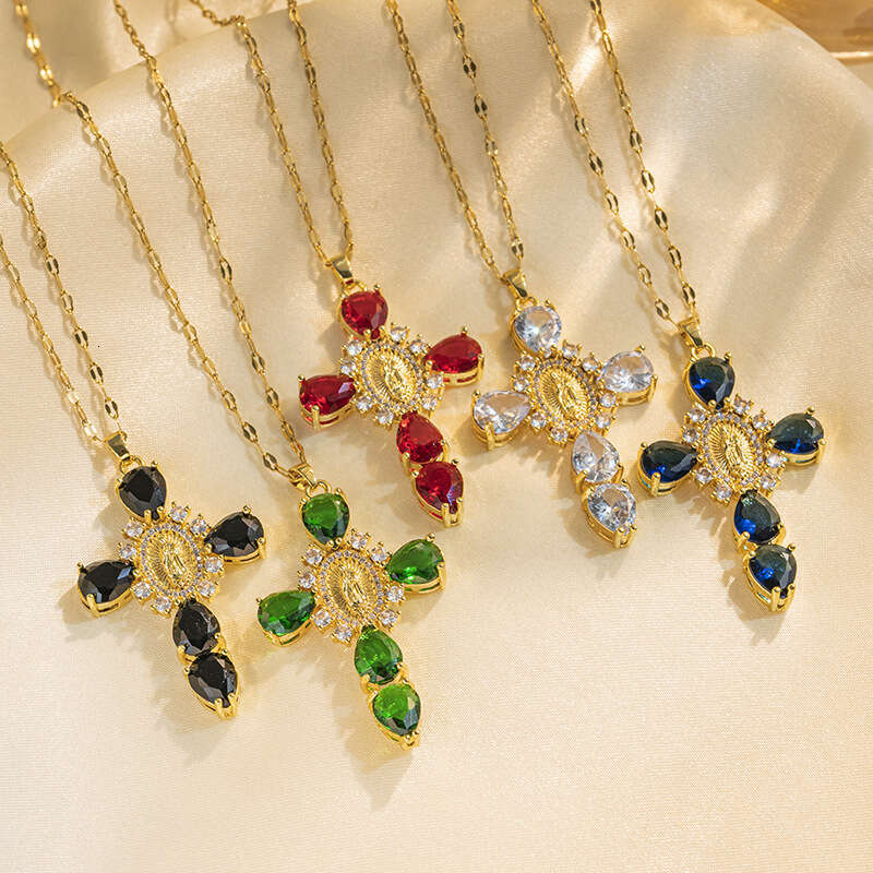 Micro-Inlaid Zircon Pendant Chain Creative And Personalized Cross Necklace Collarbone Chain For Women