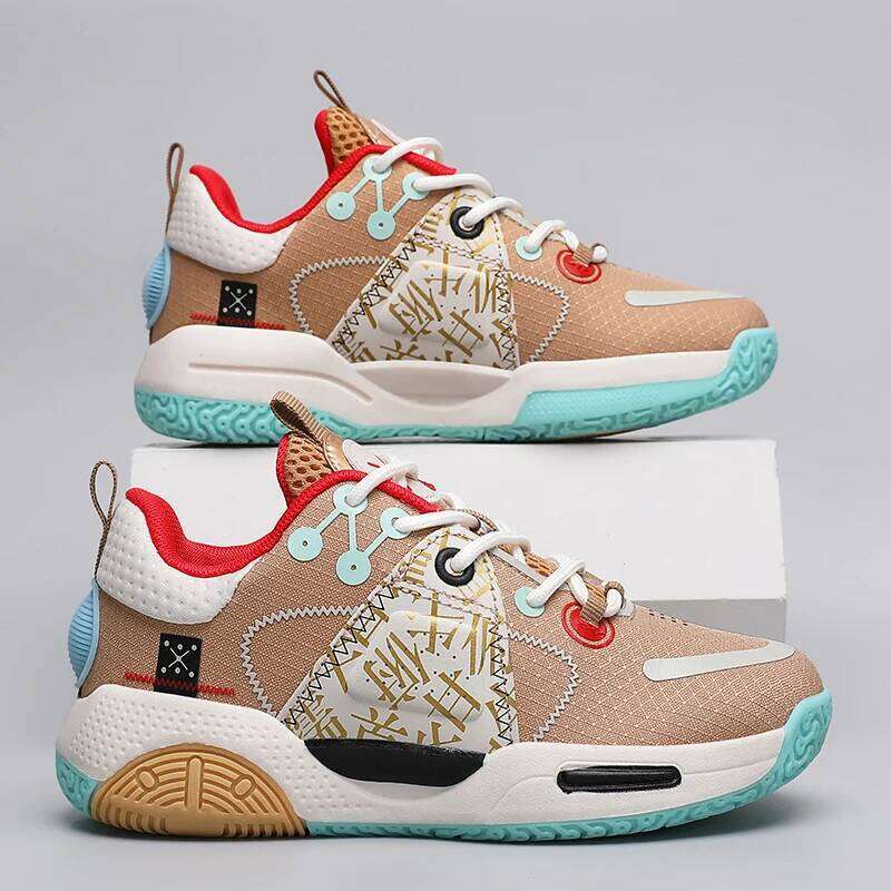 Teen High Top Comfort Breathe Anti Slip Rubber Sports Shoes Soft Soled Training Basketball Boots for Kids 26W0224