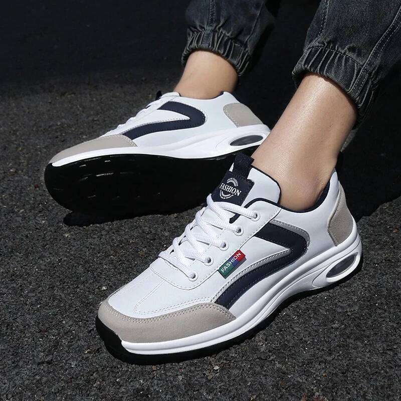 Luxury Sneakers Summer Thick Soled Fast Drying Anti Slip Height Increasing Walking Shoes PU Leather Footwear Tennis for Men