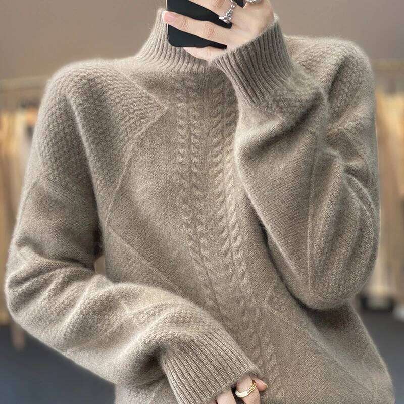 Half Turtleneck Sweater Women's Autumn Winter Casual Soft Solid Color Pullovers Korean Knitted Jumper Female Thicken Sweaters 26L0224