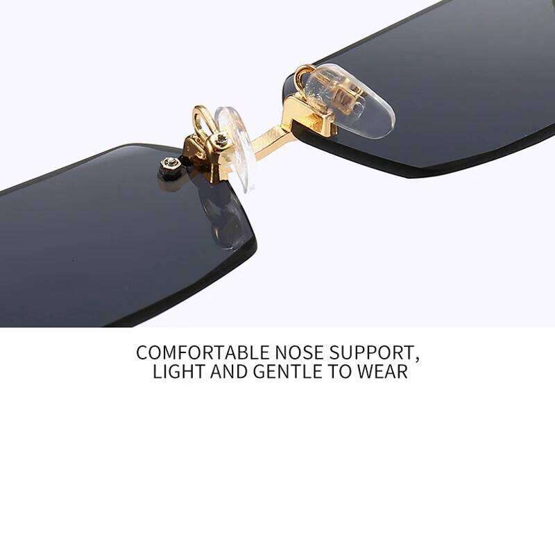 Rimless Sunglasses Rectangle Fashion Popular Women Men Shades Small Square Sun Glasses For Female Male Summer Traveling Oculos 26W0224