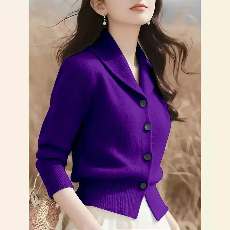 Fashion Minimalist Jacket 2026 Long Sleeved Knitted Autumn And Winter Cardigan Niche Loose Fitting Sweater For Women Blazer 260209