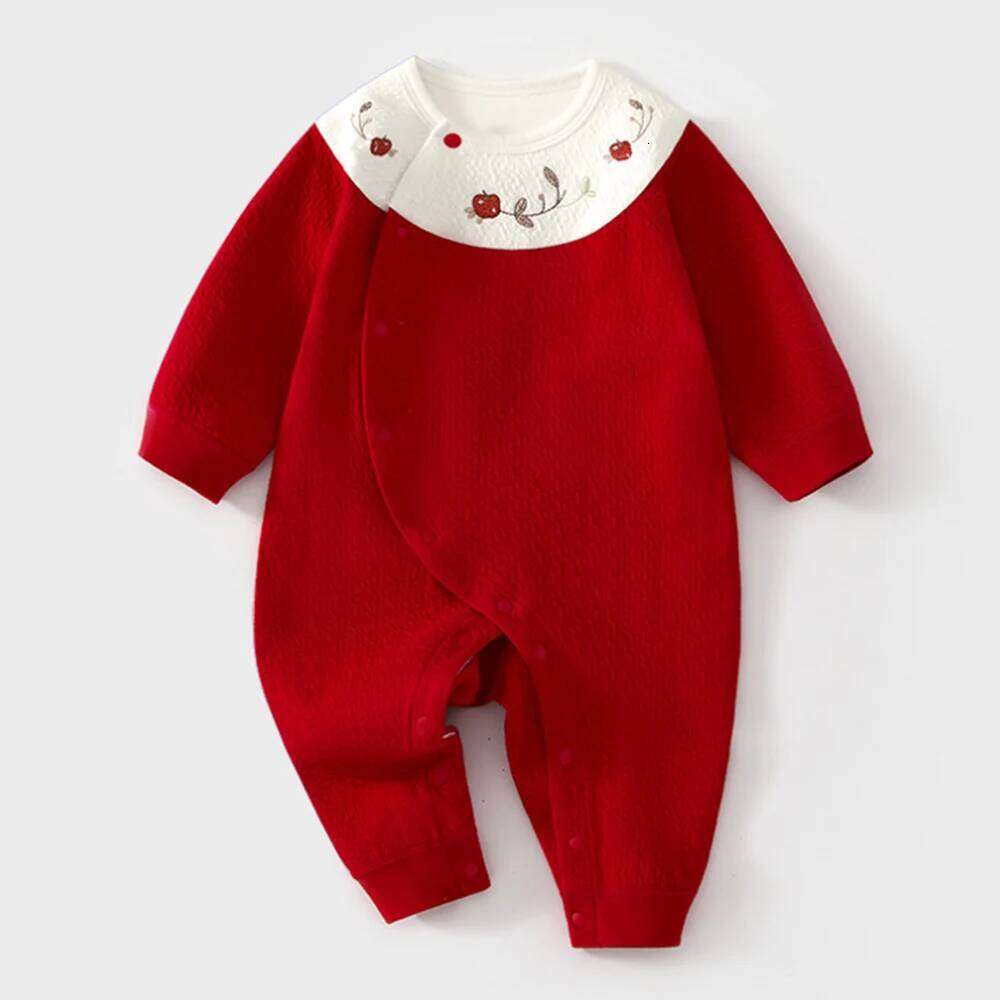Girl Romper Long Sleeve Cotton Solid Color Patchwork Spring New Infant Boutique Clothing 1st Birthday Baby Boy Jumpsuit 26H0224