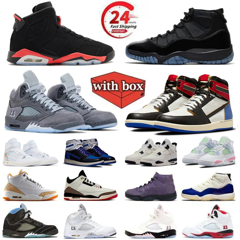 With Box 3s 4s 5s 11s Basketball Shoes Gamma Blue Wolf Grey 1s Union x Fragment Alaska 6s Infrared Salesman Flight Club Black Cat True Blue Men Women trainers Sneakers