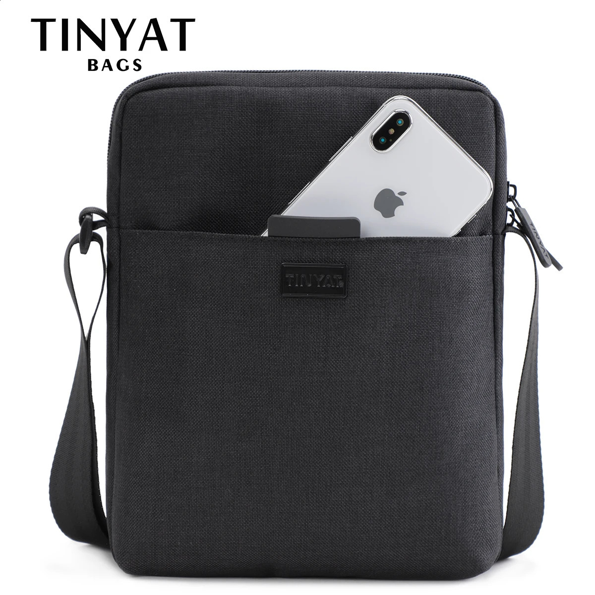 TINYAT Mens Bags Light Canvas Shoulder Bag For 79 Ipad Casual Crossbody Bags Waterproof Business Shoulder bag for men 013kg 260202